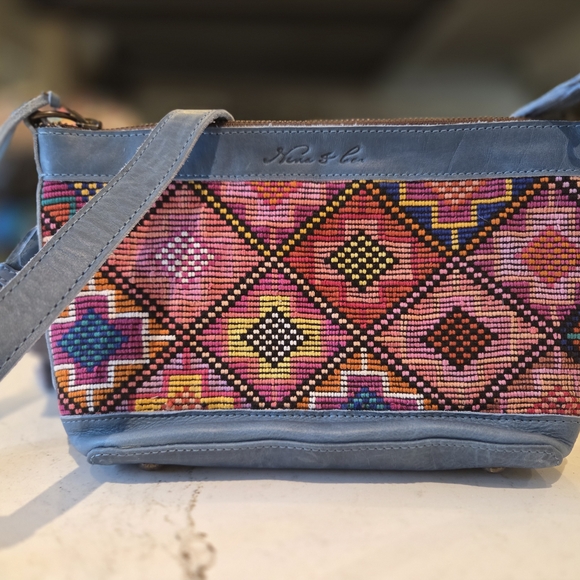 Nena & Co. Handbags - Nena & Co. Pink and Blue Geometric Crossbody Bag